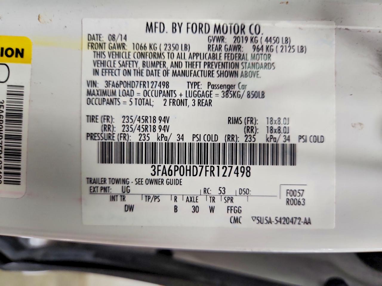 2015 FORD FUSION SE photo 25