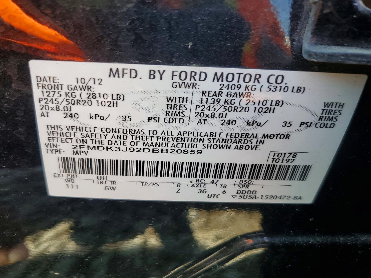 2013 FORD EDGE SEL photo 27