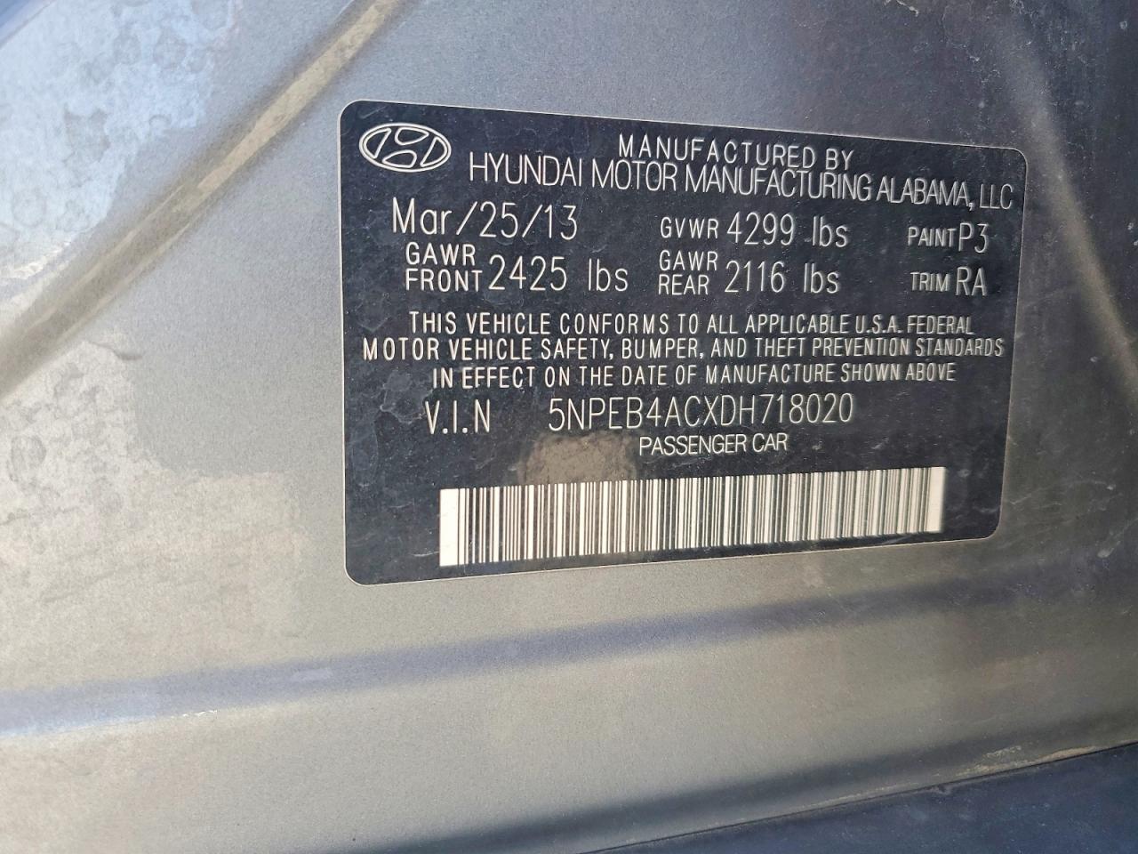 2013 HYUNDAI SONATA GLS photo 34