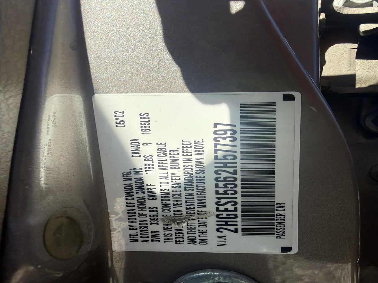 2002 HONDA CIVIC LX photo 12