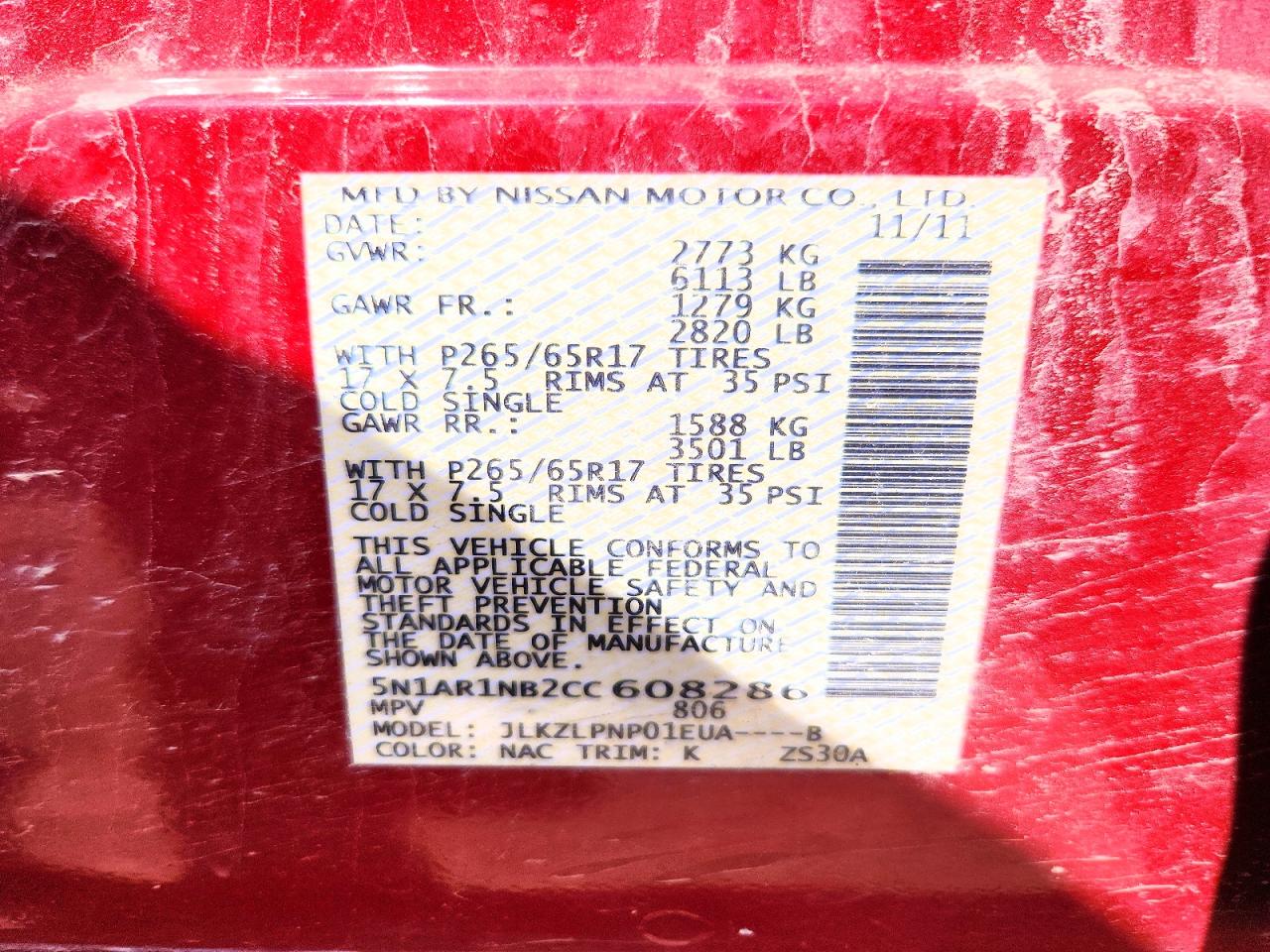 2012 NISSAN PATHFINDER S photo 34