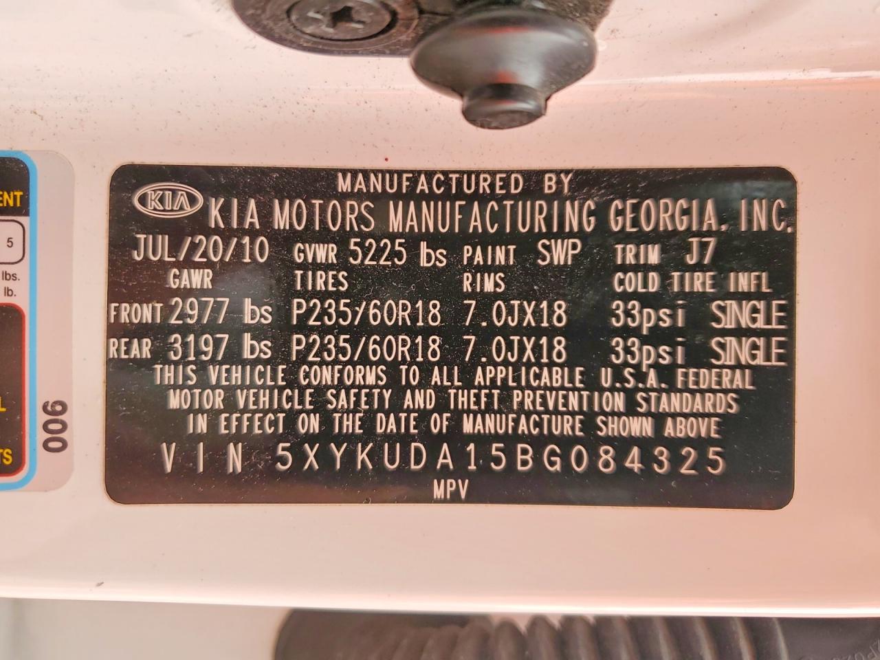 2011 KIA SORENTO EX photo 25