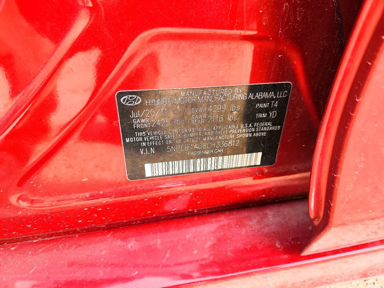 2012 HYUNDAI SONATA GLS photo 34