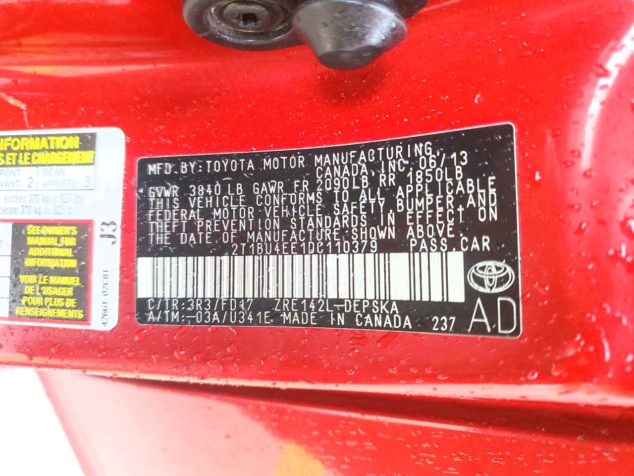 2013 TOYOTA COROLLA S photo 12