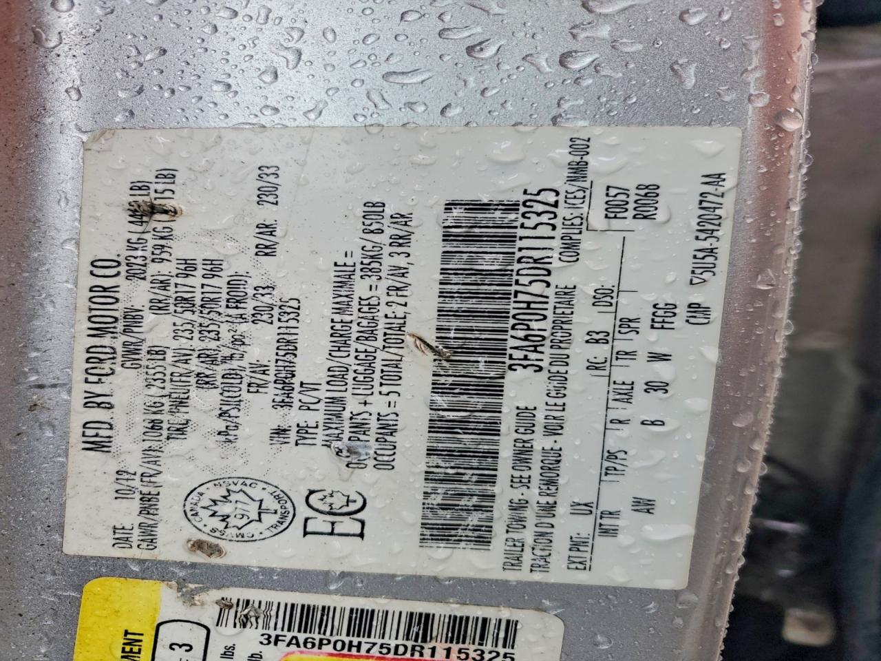2013 FORD FUSION SE photo 13