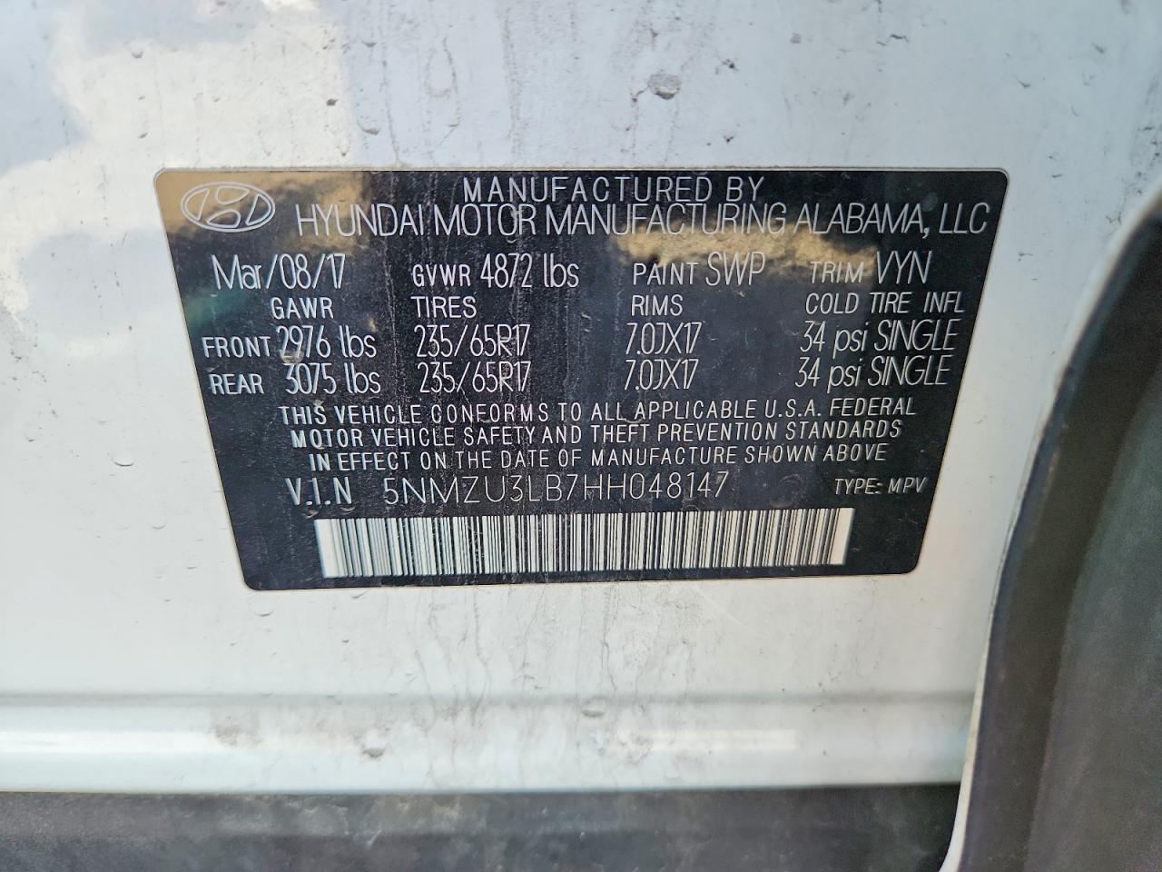 2017 HYUNDAI SANTA FE SPORT 2.4L photo 37