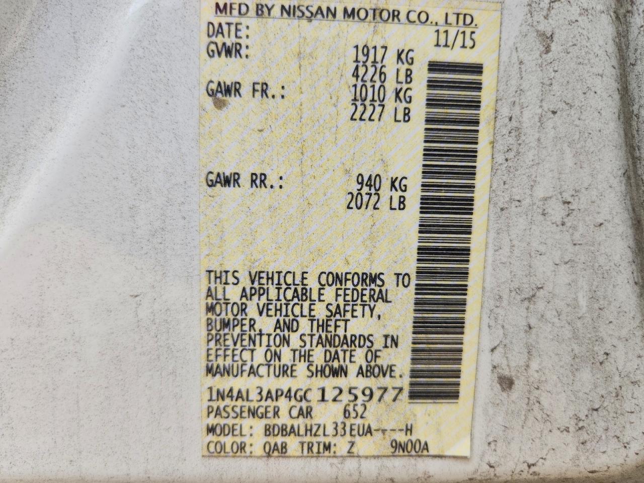 2016 NISSAN ALTIMA 2.5 SR photo 34