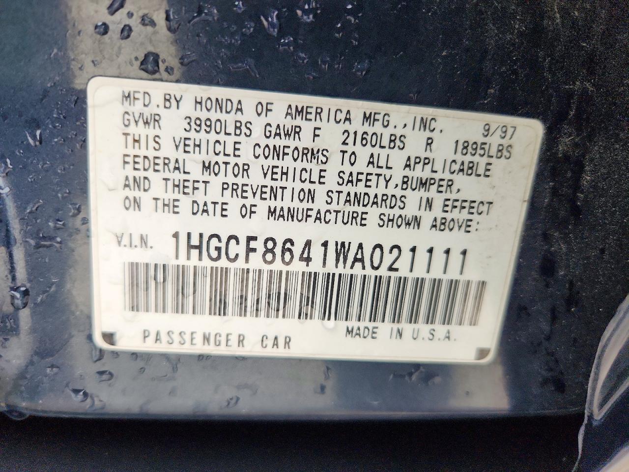 1998 HONDA ACCORD DX photo 34