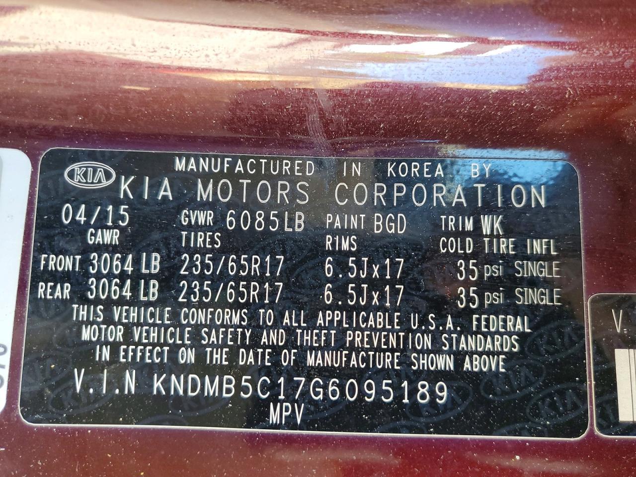 2016 KIA SEDONA LX photo 25