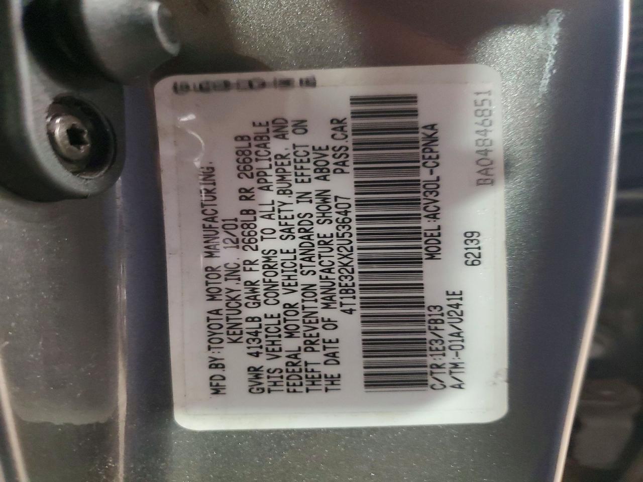 2002 TOYOTA CAMRY LE photo 23