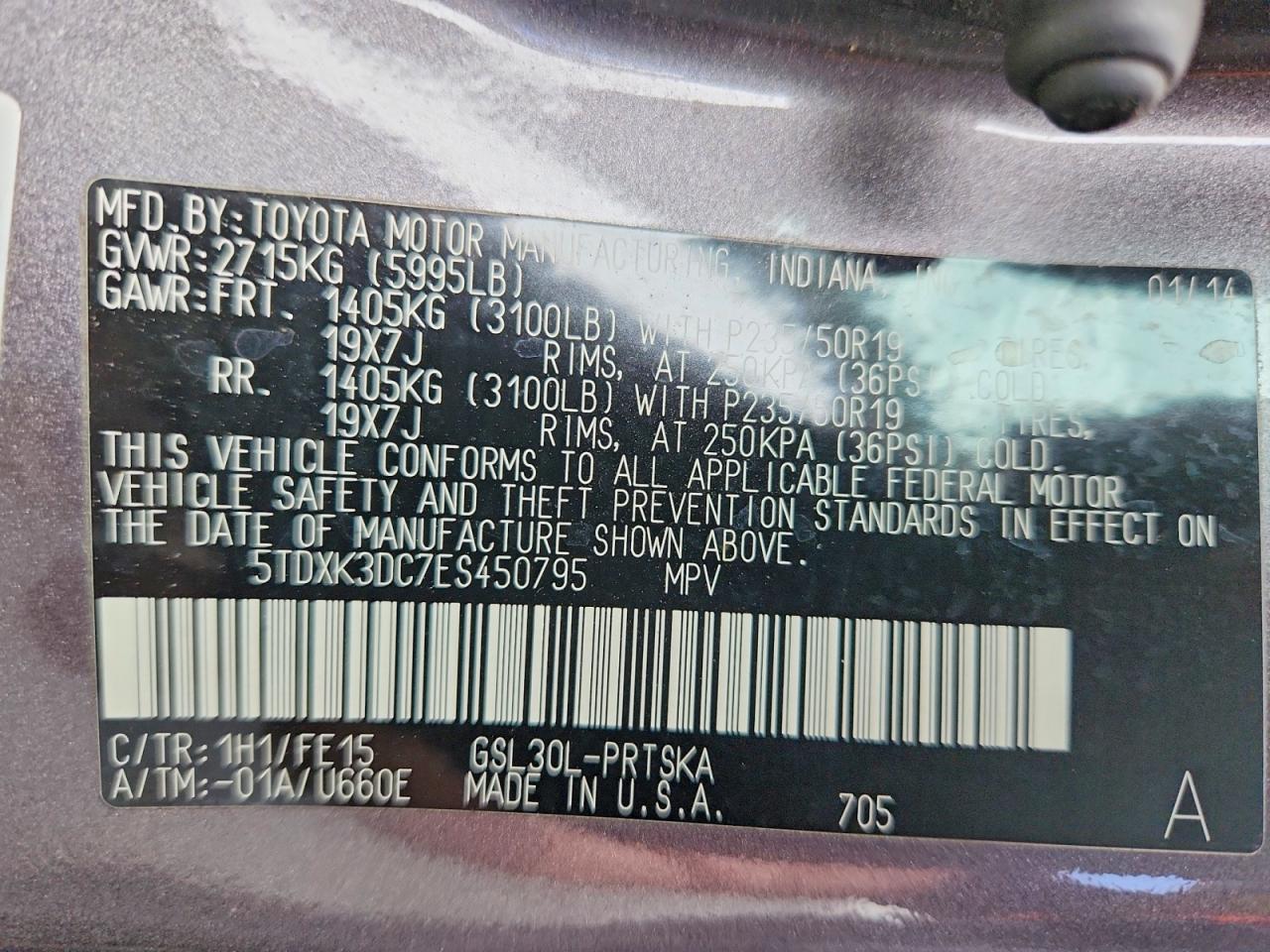 2014 TOYOTA SIENNA SPORT photo 40