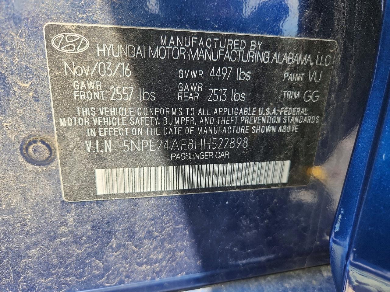 2017 HYUNDAI SONATA SE photo 13
