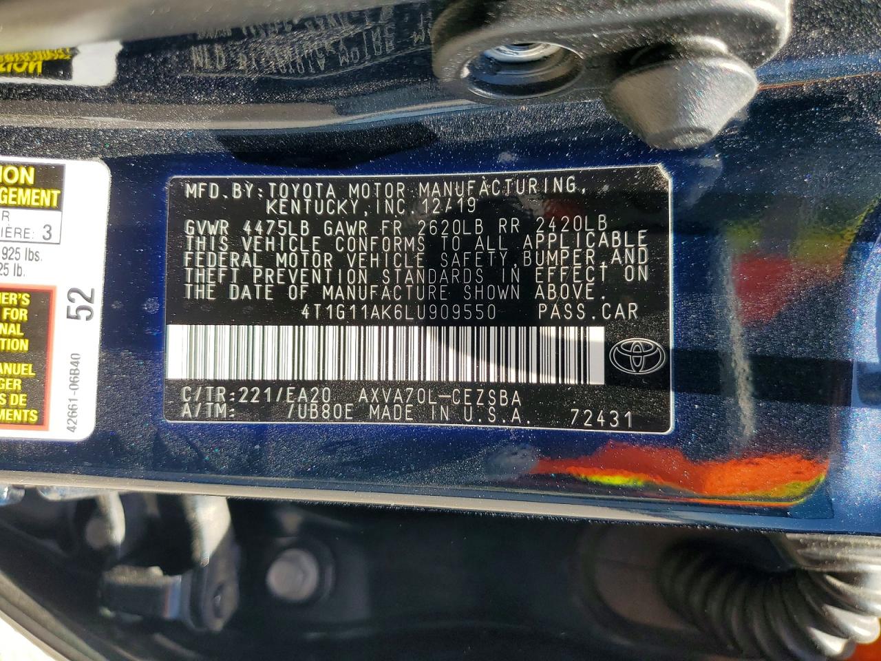 2020 TOYOTA CAMRY photo 37