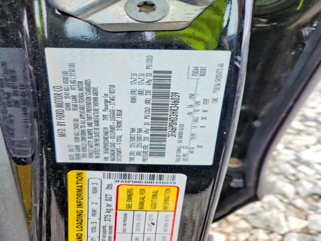 2017 FORD FUSION SE photo 12