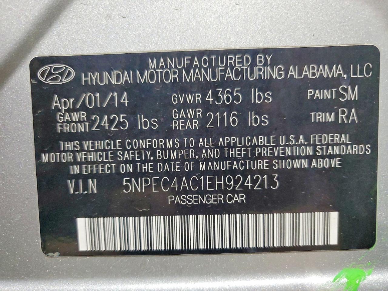 2014 HYUNDAI SONATA SE photo 12