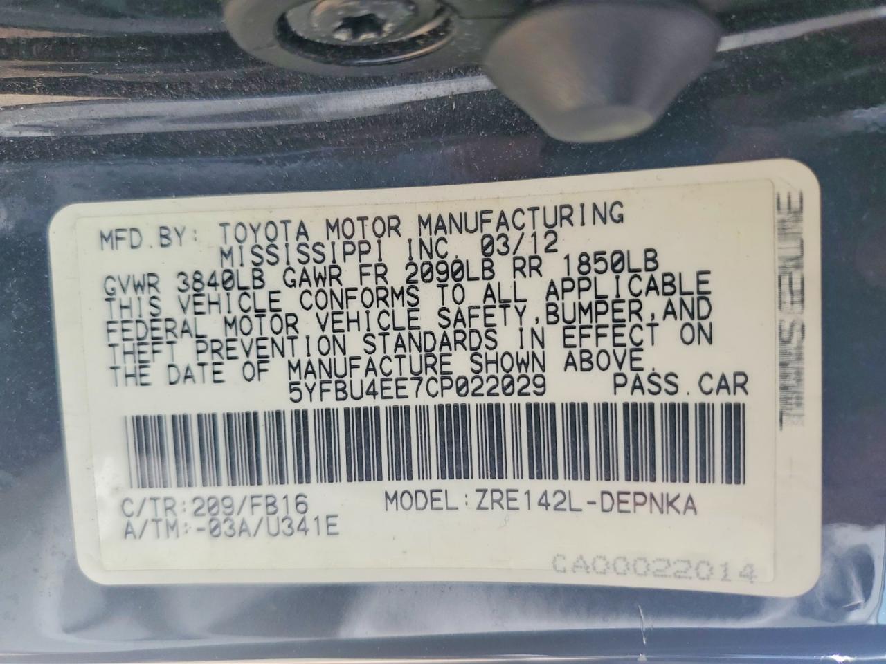 2012 TOYOTA COROLLA LE photo 23
