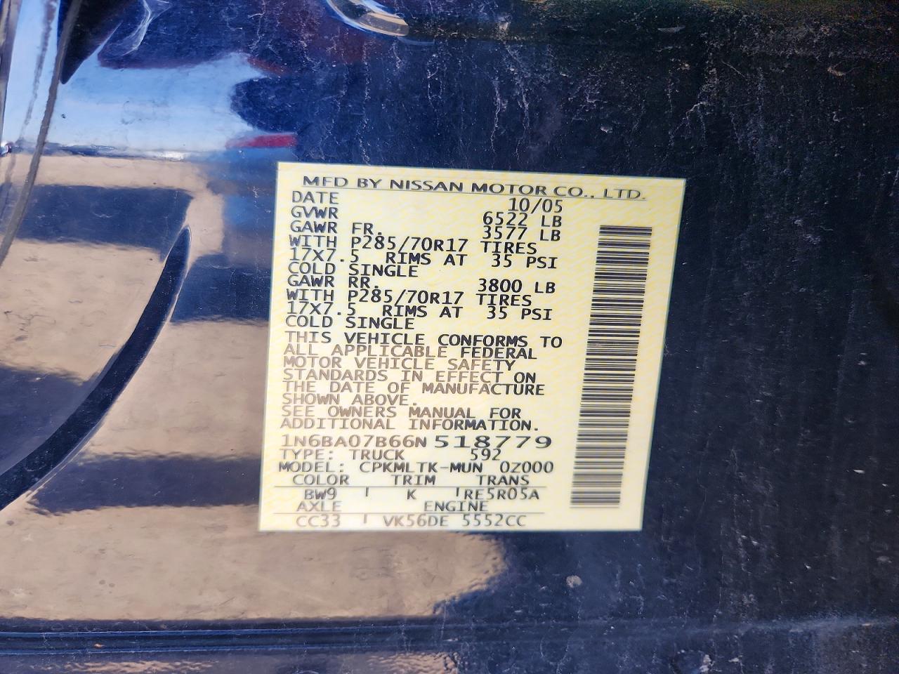 2006 NISSAN TITAN XE FFV photo 37