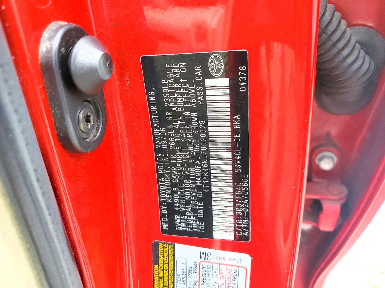 2007 TOYOTA CAMRY LE V6 photo 23