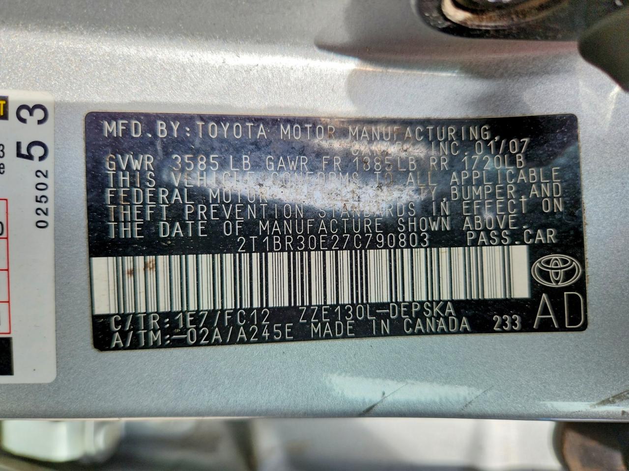 2007 TOYOTA COROLLA S photo 34