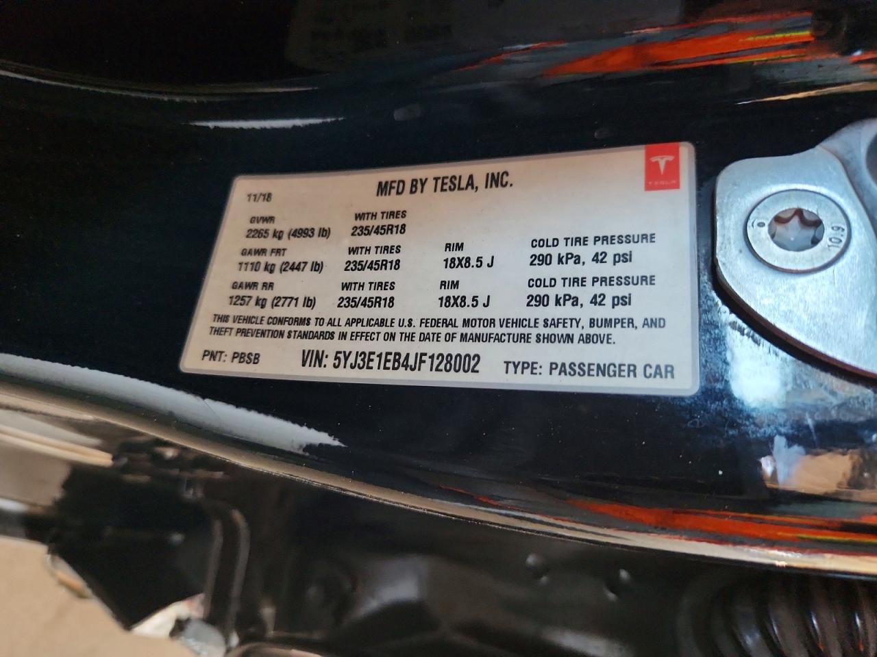 2018 TESLA MODEL 3 photo 12