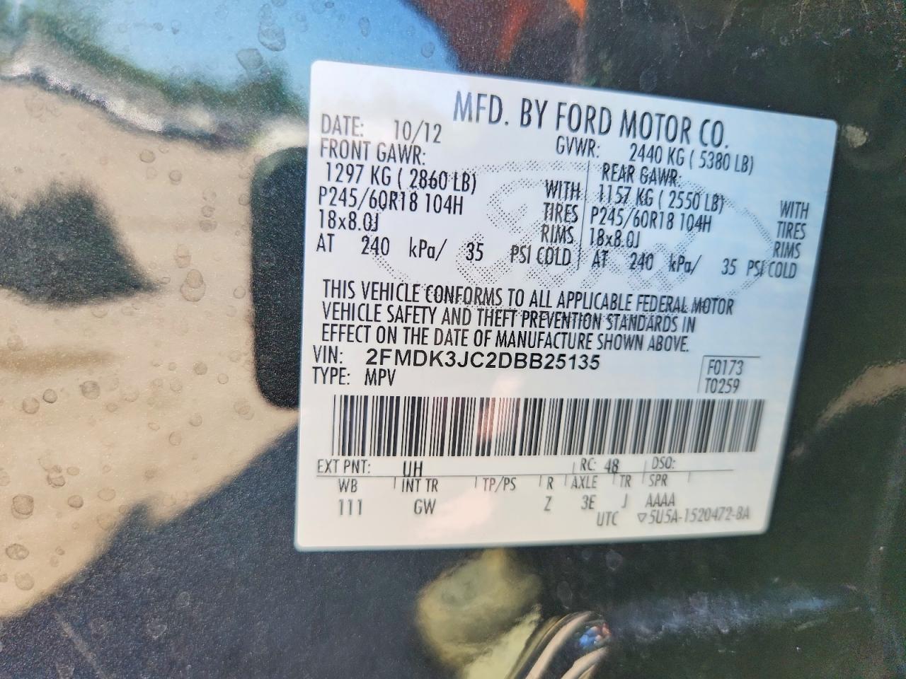 2013 FORD EDGE SEL photo 14