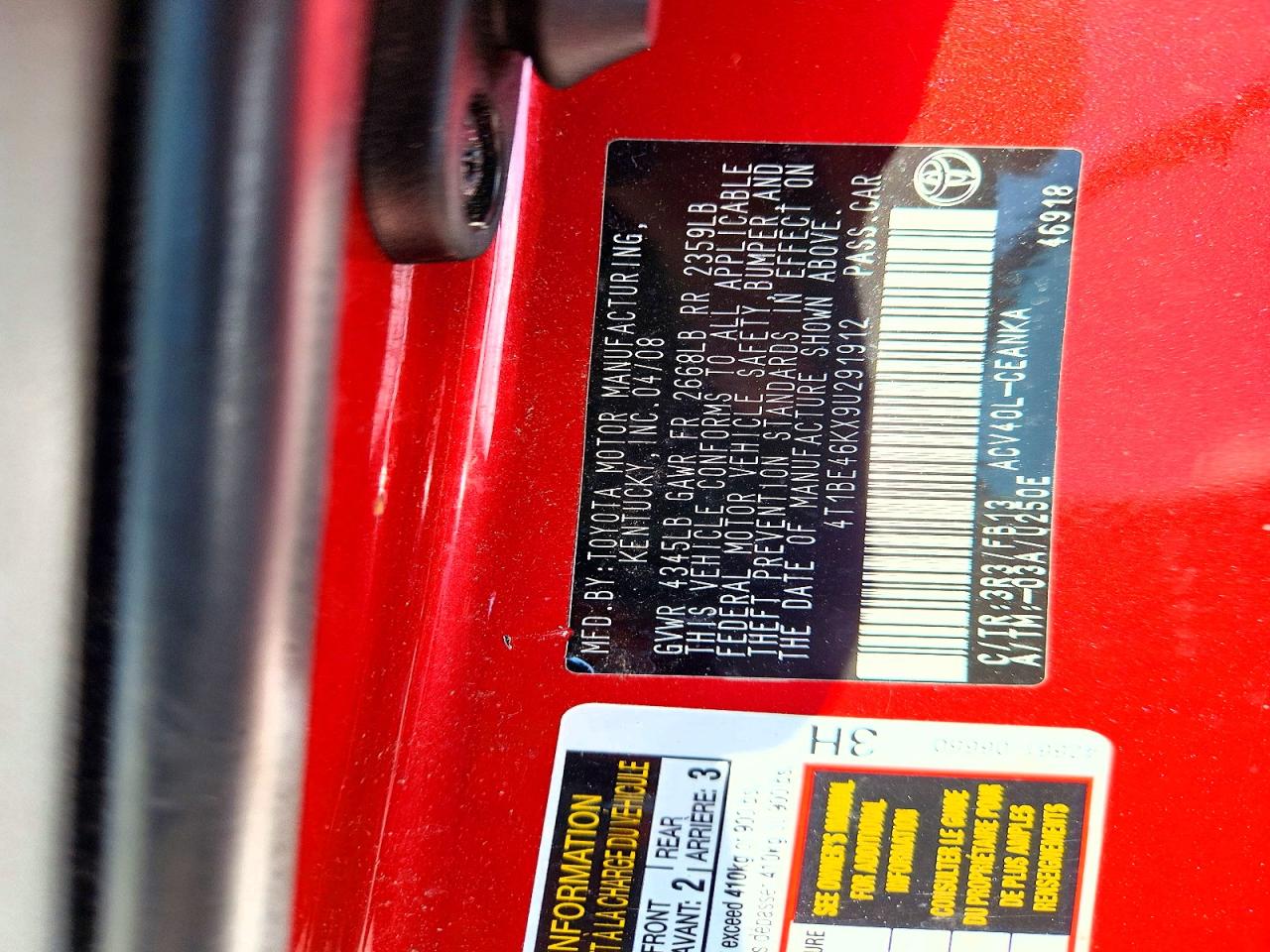 2009 TOYOTA CAMRY LE photo 12