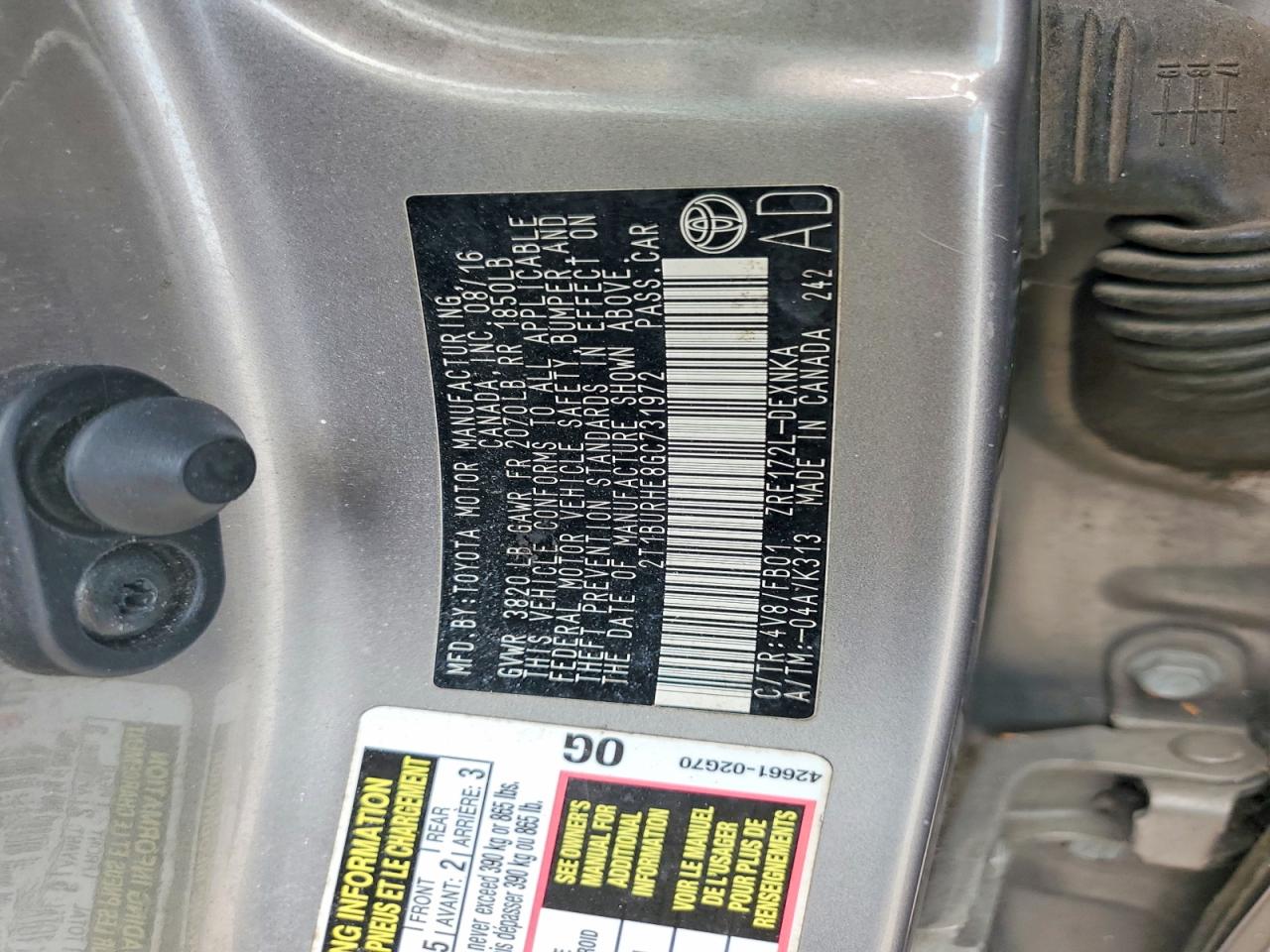 2016 TOYOTA COROLLA LE photo 37