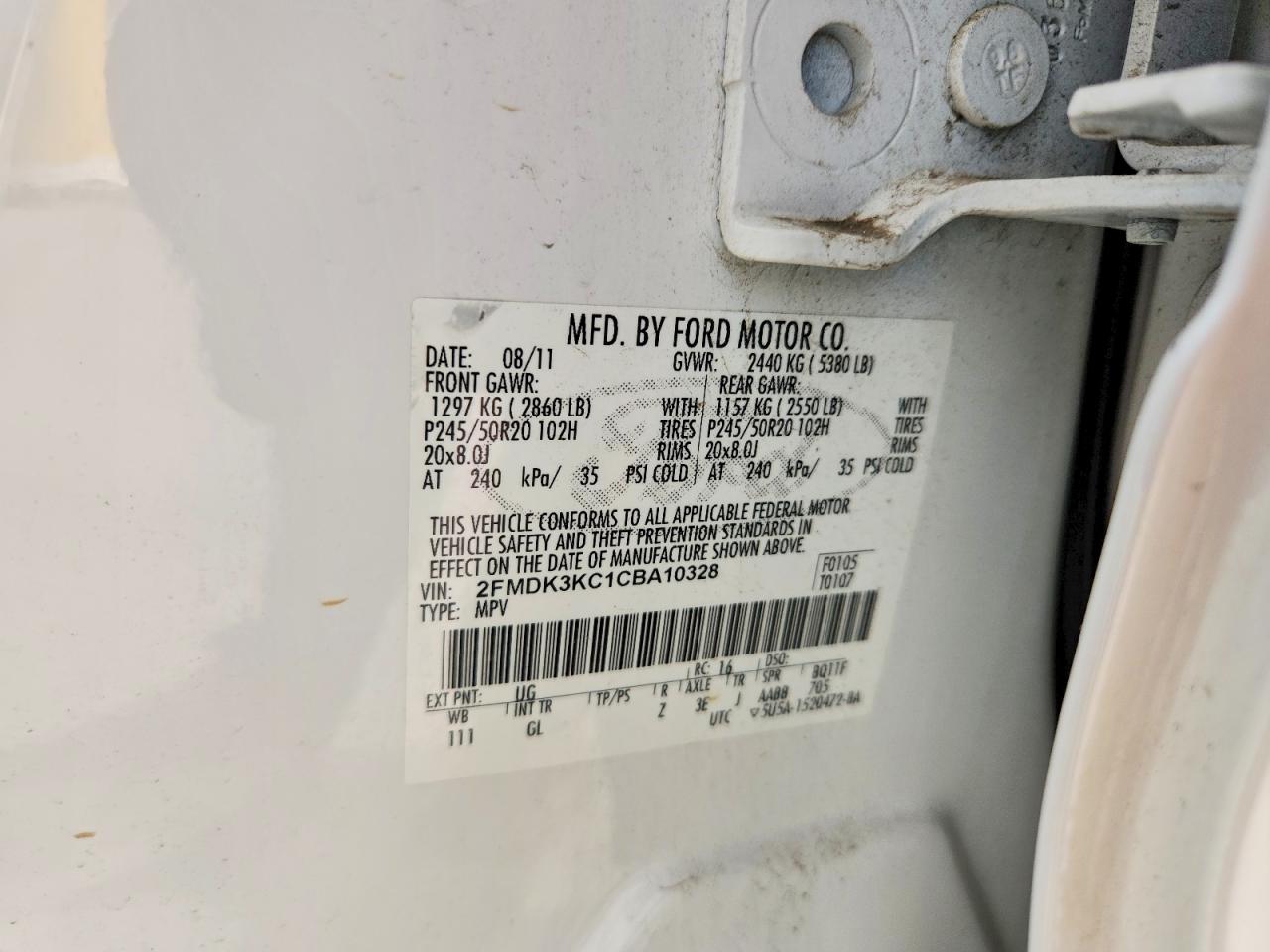 2012 FORD EDGE LIMITED photo 23