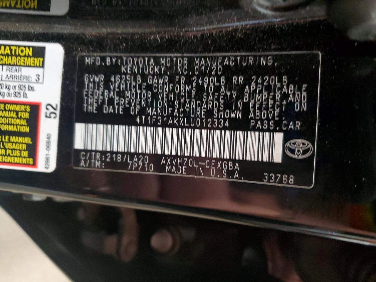 2020 TOYOTA CAMRY XLE photo 23