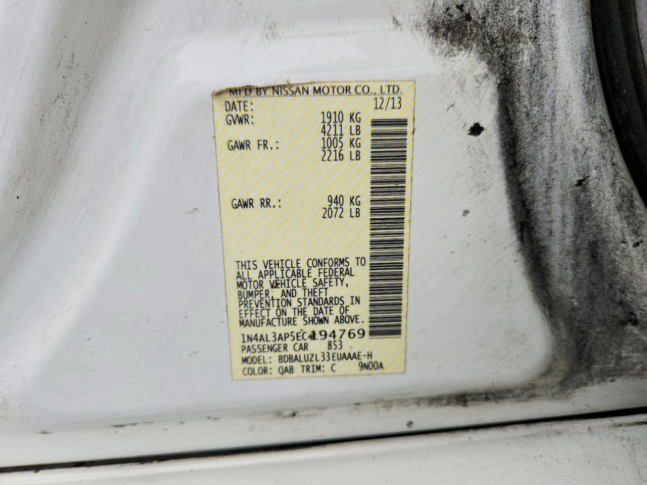 2014 NISSAN ALTIMA 2.5 SV photo 12