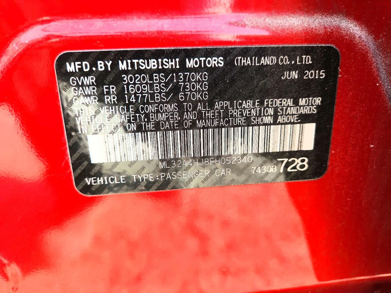 2015 MITSUBISHI MIRAGE ES photo 23