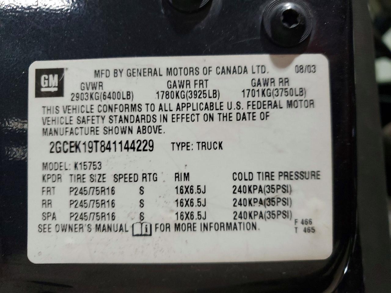 2004 CHEVROLET SILVERADO K1500 photo 23