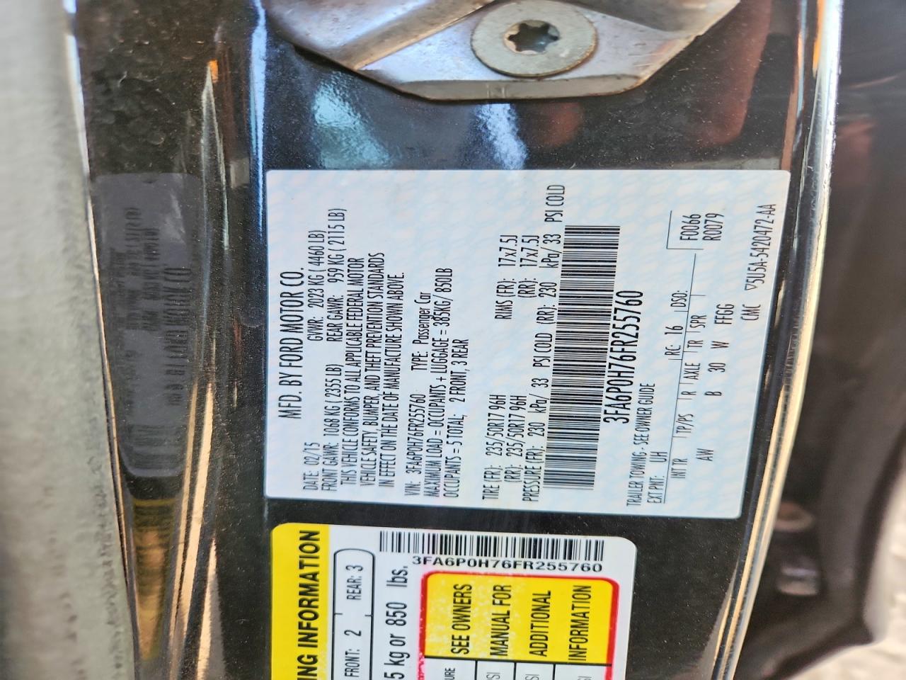 2015 FORD FUSION SE photo 23