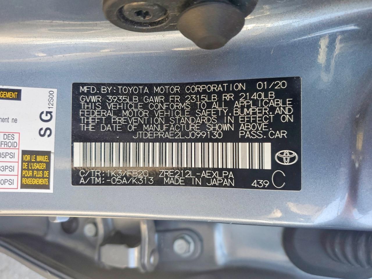 2020 TOYOTA COROLLA LE photo 13