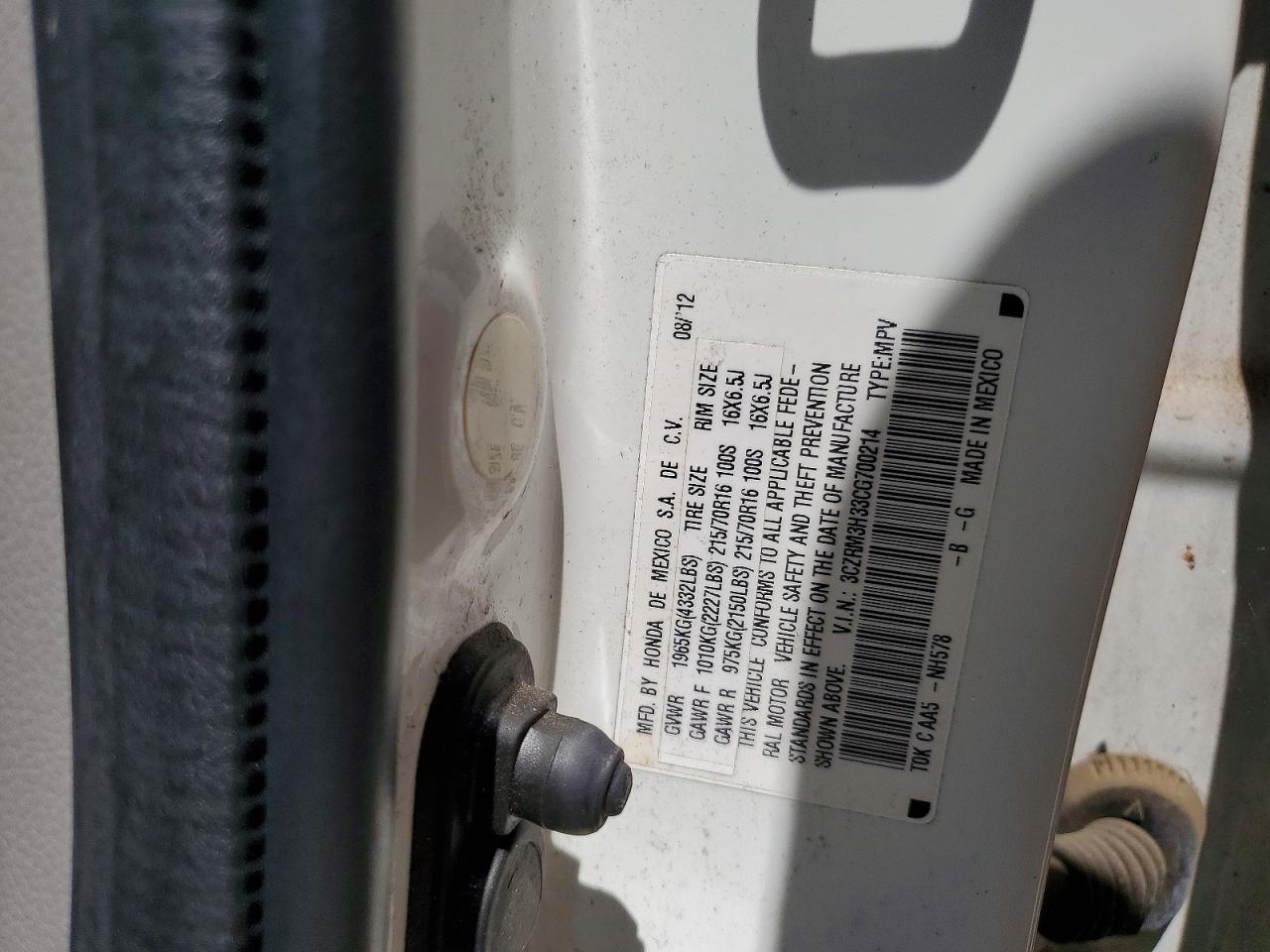 2012 HONDA CR-V LX photo 13