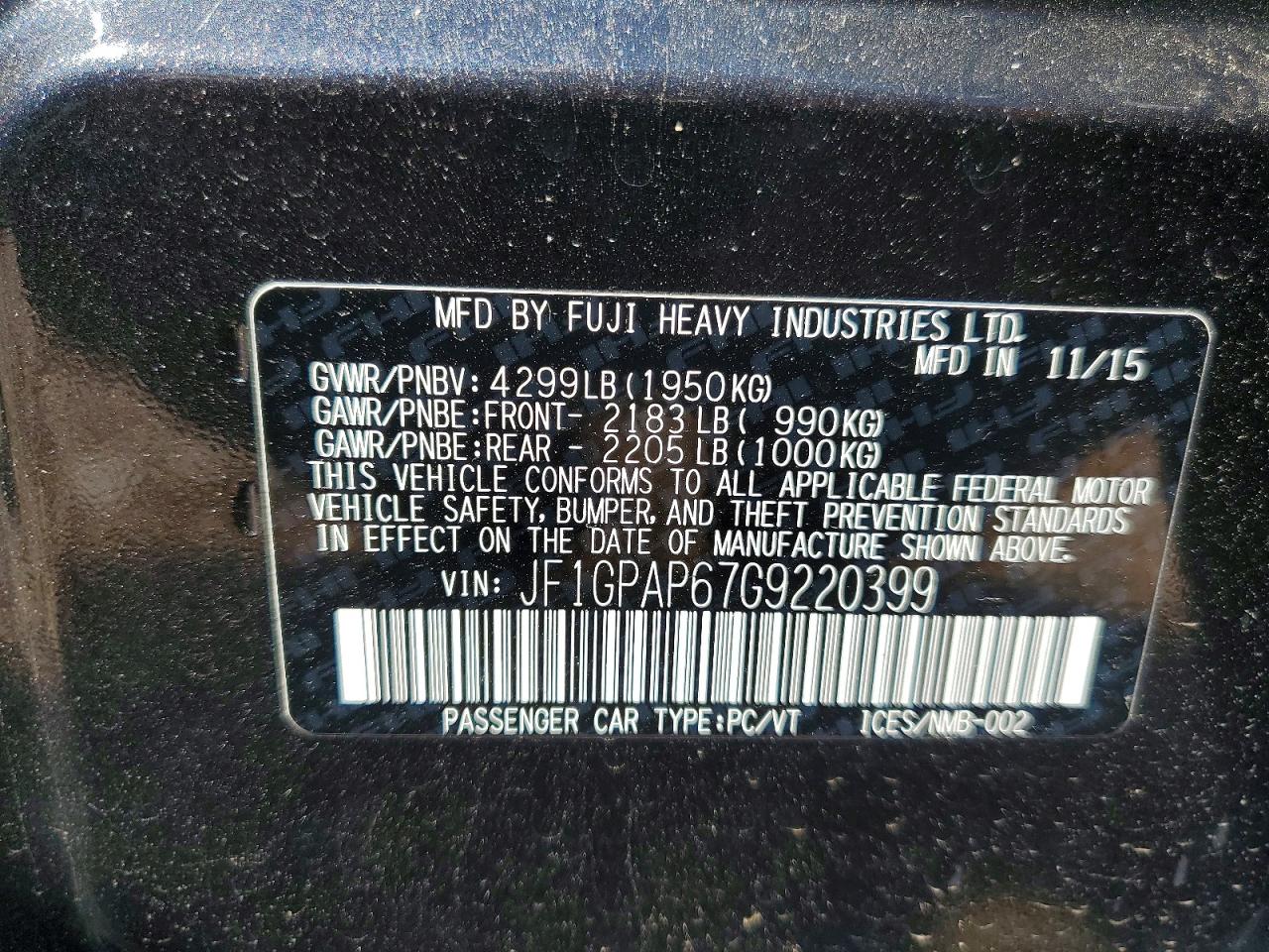 2016 SUBARU IMPREZA SPORT PREMIUM photo 37