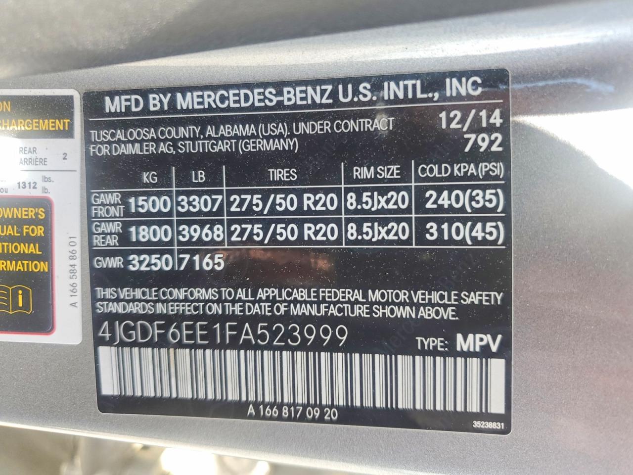 2015 MERCEDES-BENZ GL 450 4MATIC photo 13