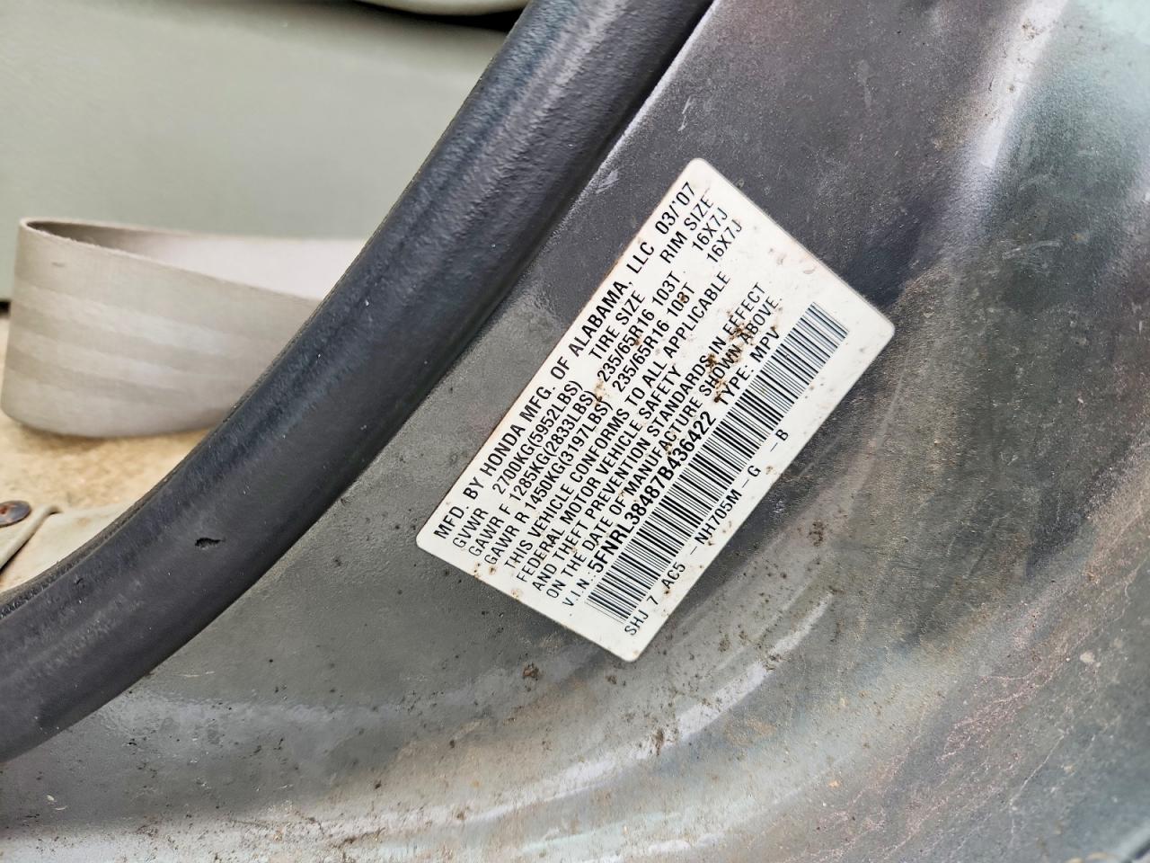 2007 HONDA ODYSSEY EX photo 25