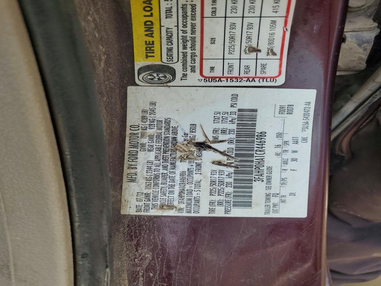 2012 FORD FUSION SE photo 23