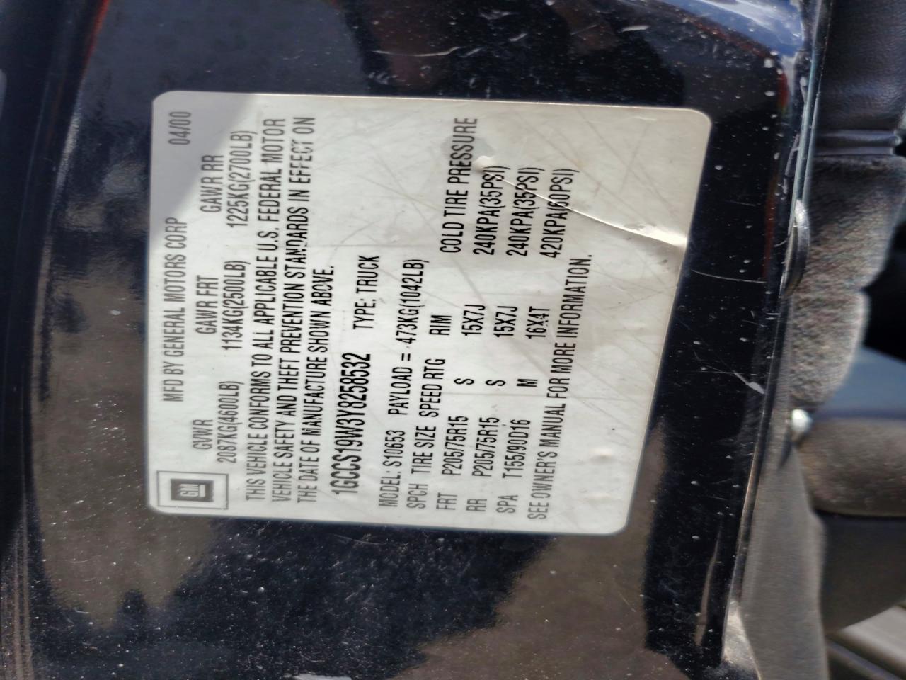 2000 CHEVROLET S TRUCK S10 photo 23