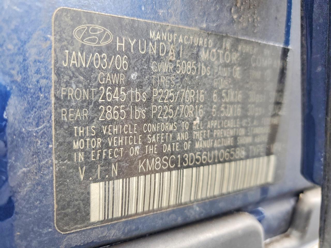 2006 HYUNDAI SANTA FE GLS photo 27