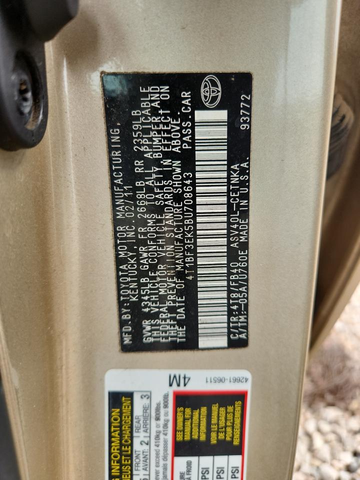 2011 TOYOTA CAMRY LE photo 12