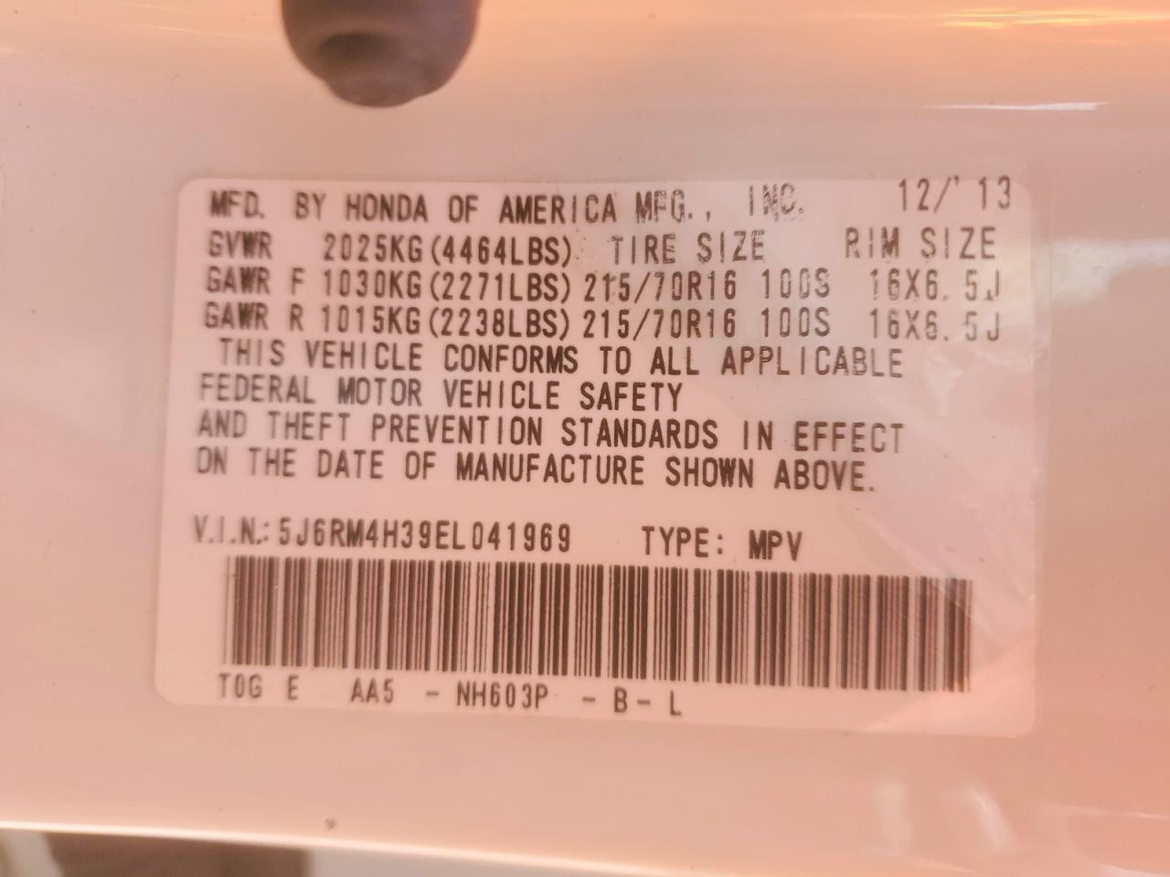 2014 HONDA CR-V LX photo 25