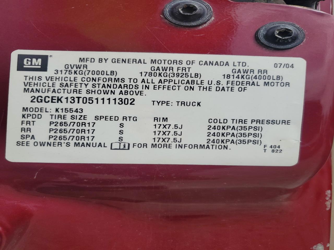 2005 CHEVROLET SILVERADO K1500 photo 12