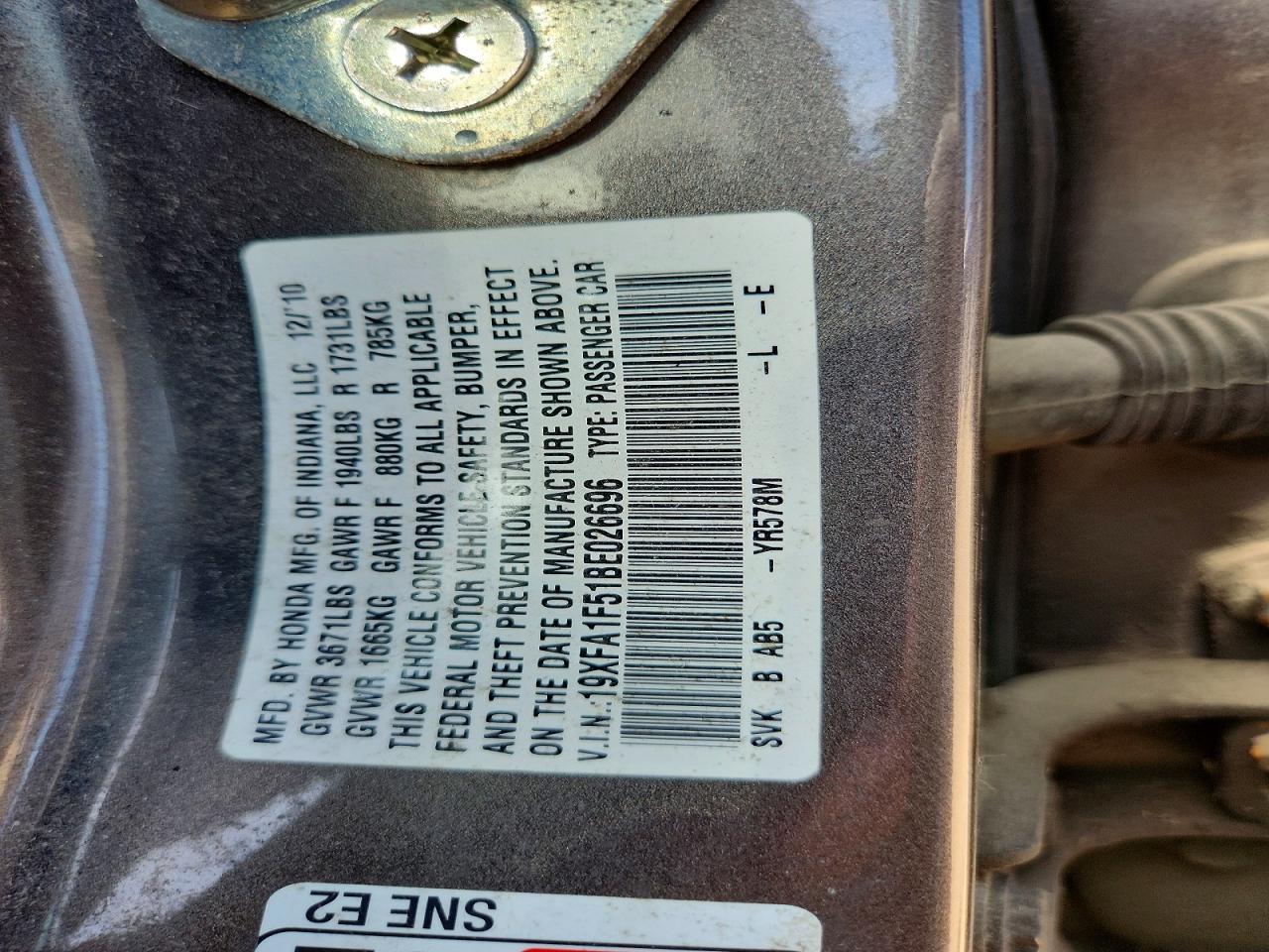 2011 HONDA CIVIC LX photo 34