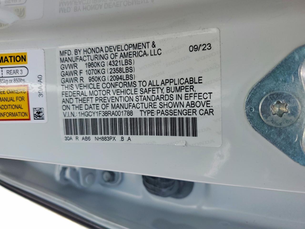 2024 HONDA ACCORD EX photo 23