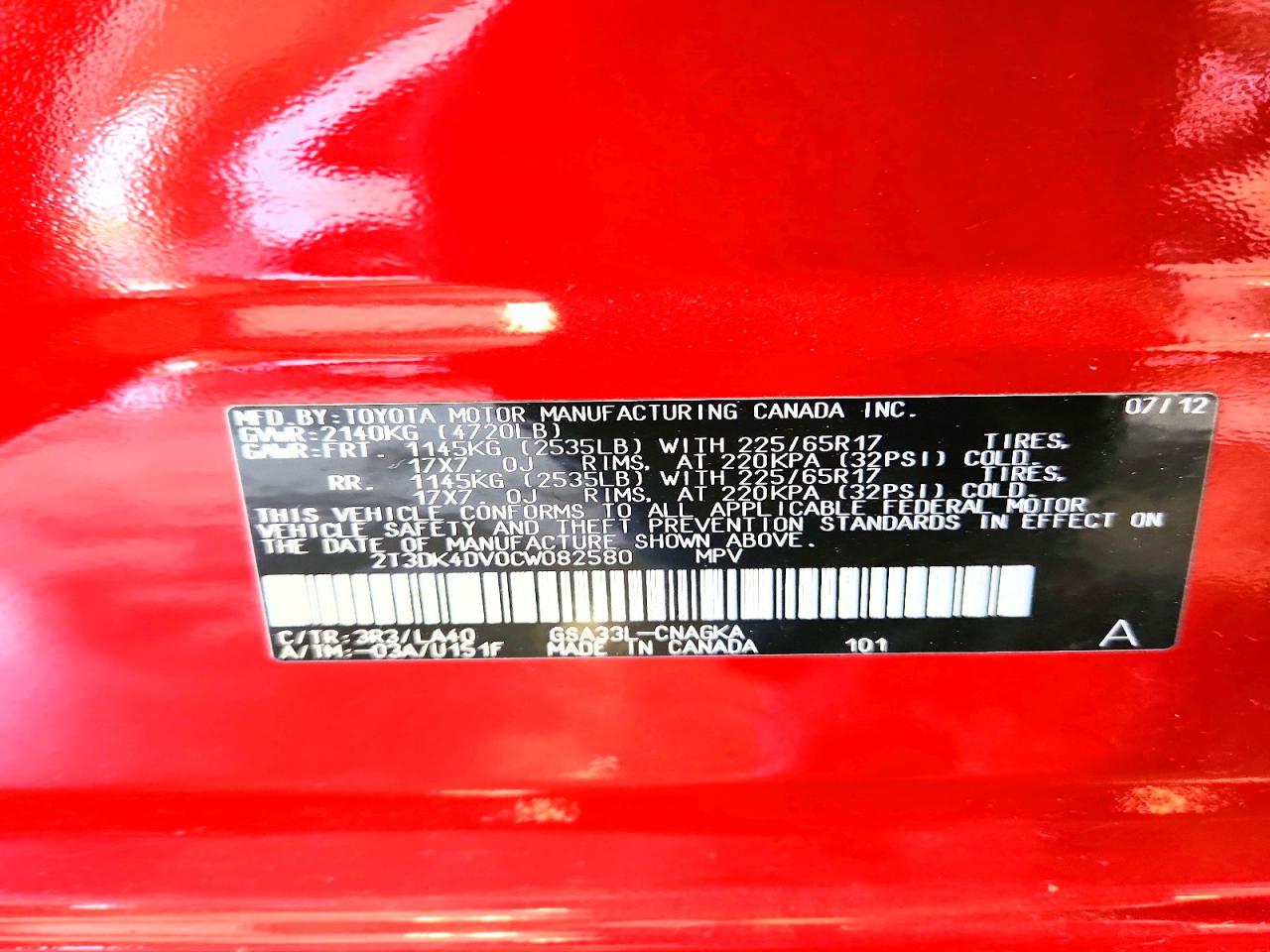 2012 TOYOTA RAV4 LIMITED photo 23