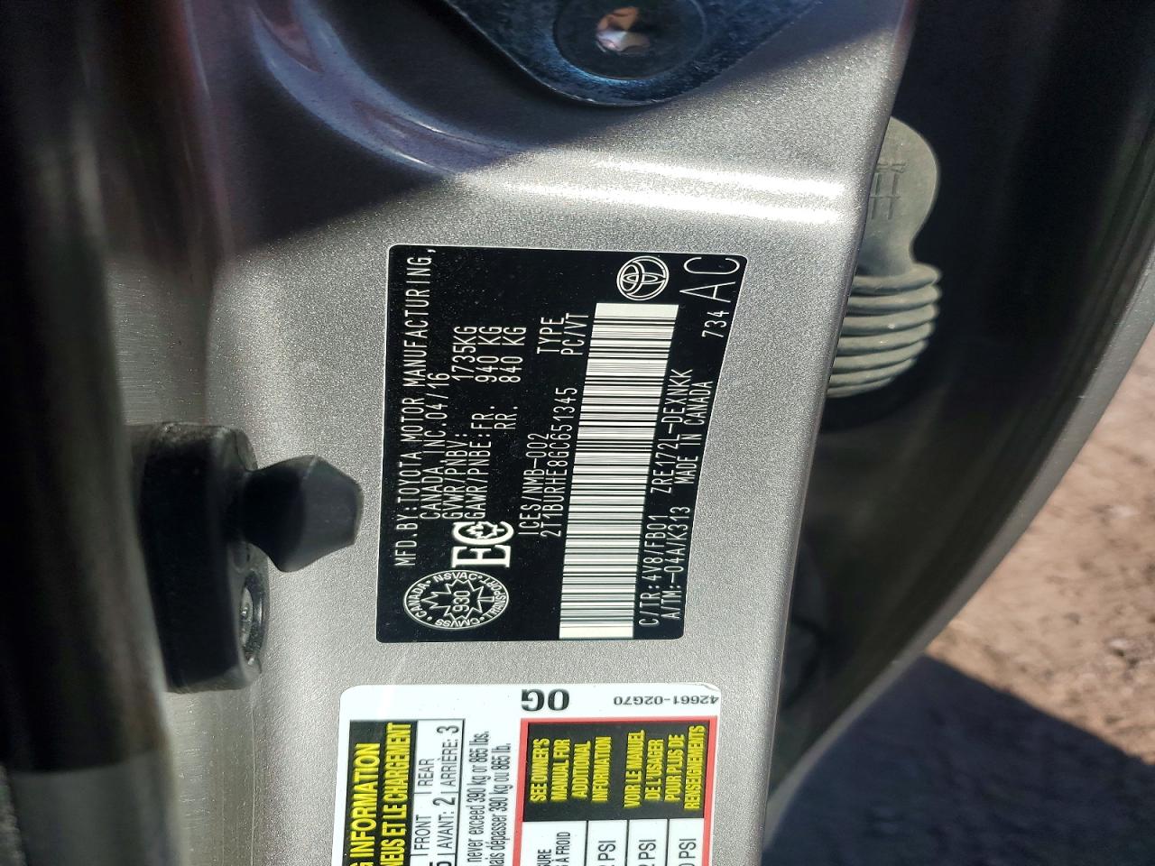 2016 TOYOTA COROLLA L photo 13