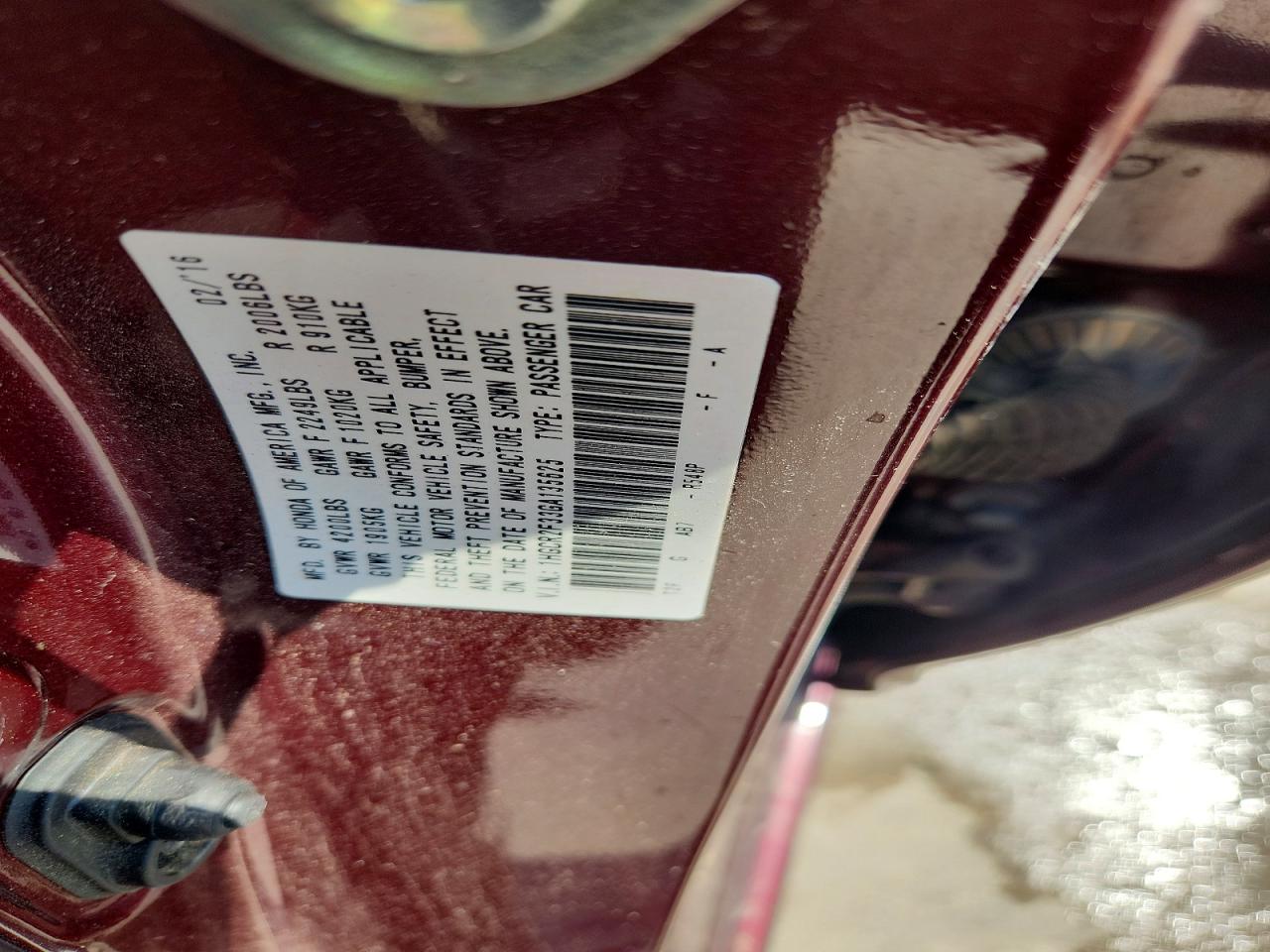 2016 HONDA ACCORD LX photo 25