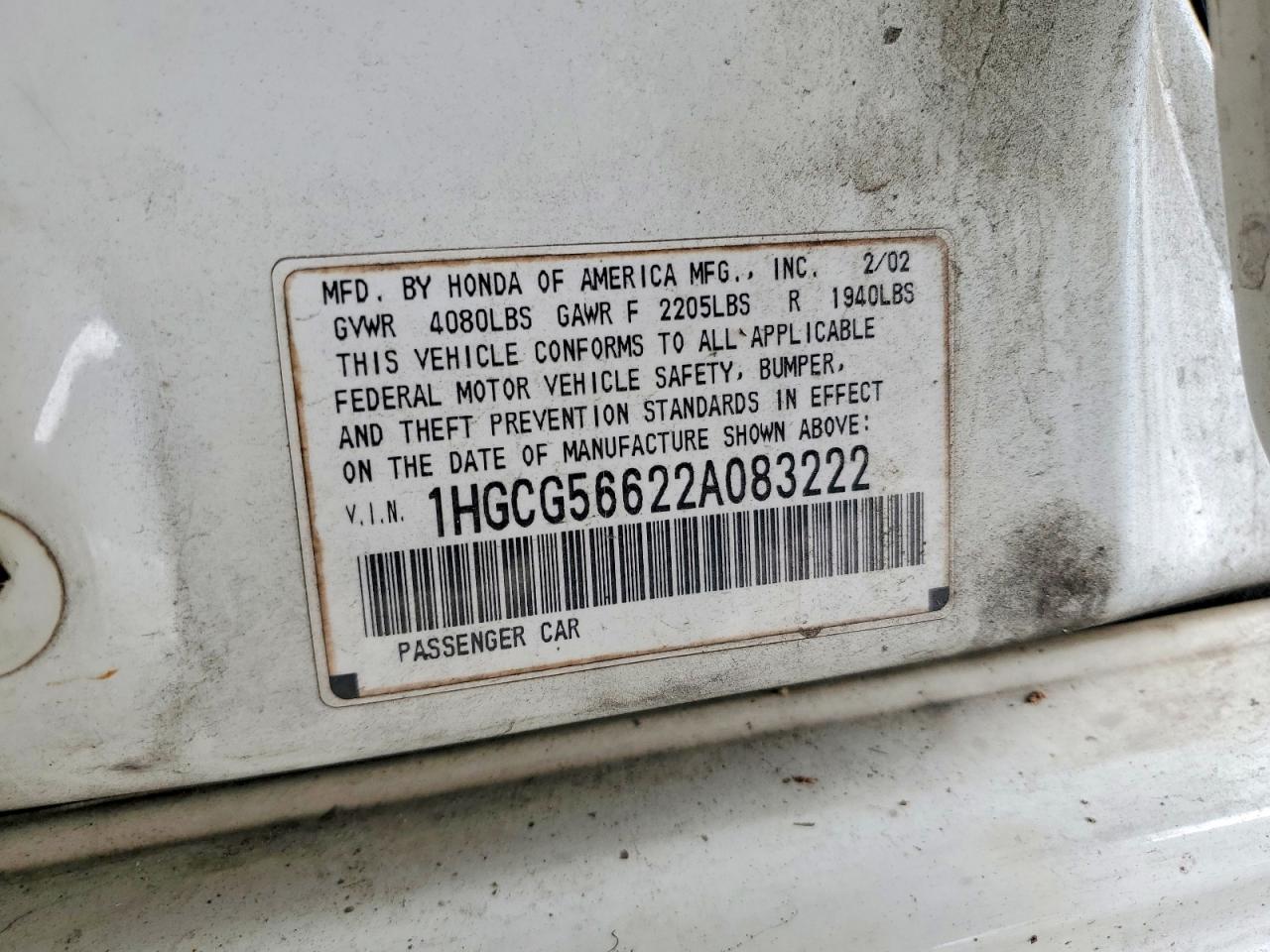 2002 HONDA ACCORD EX photo 23